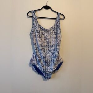 💙 Speedo One-Piece Swimsuit – Size 14 – Blue & White 💙